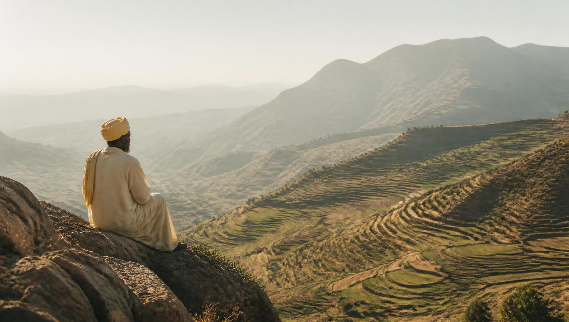 Ethiopian highlands with terraced farmland